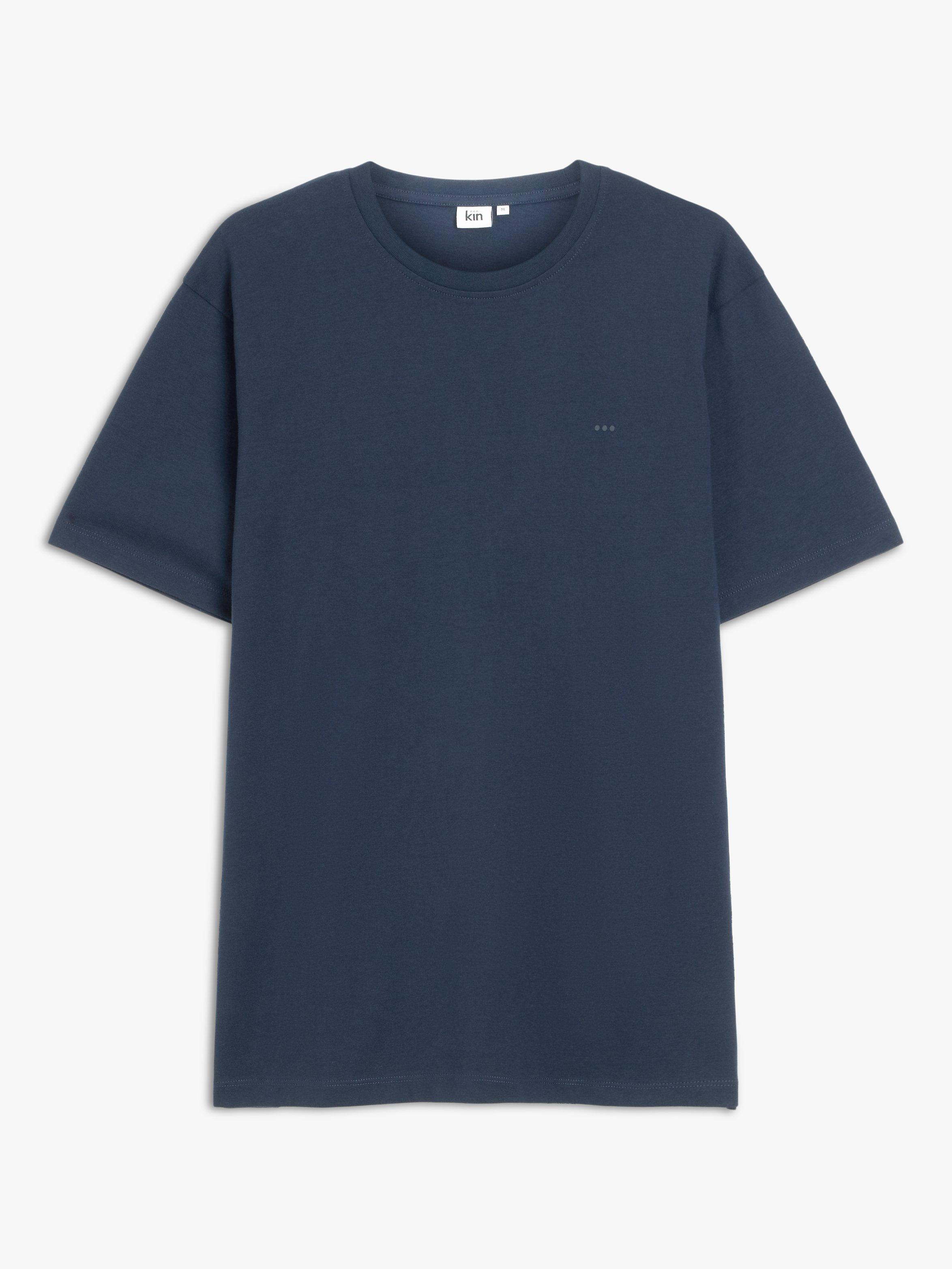 Product image 4 of 6, which shows Kin Logo Regular Fit Short Sleeve Cotton T-Shirt, Dark Sapphire, S