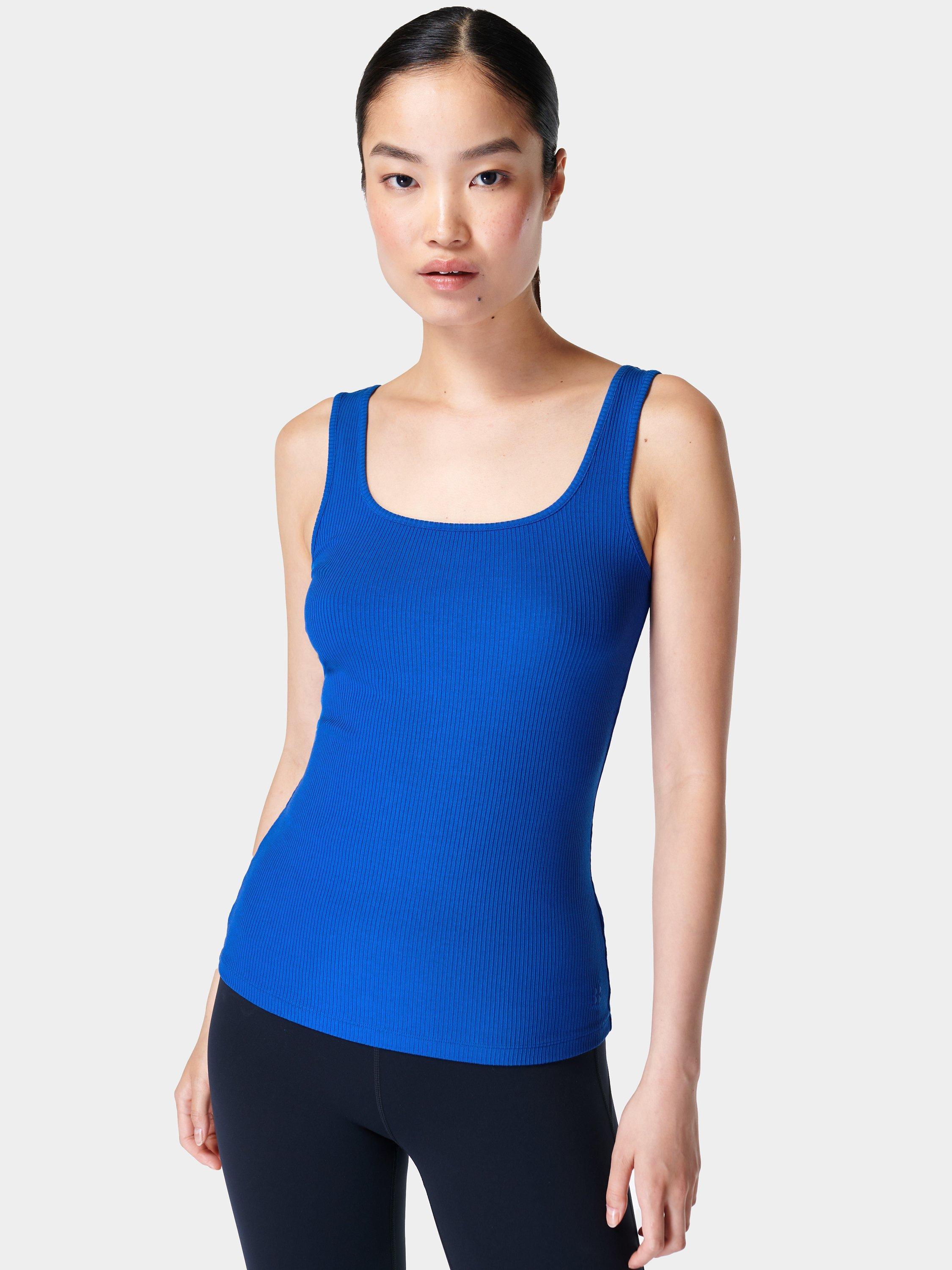 Sweaty Betty Harper Scoop Neck Vest Top, Lightning Blue