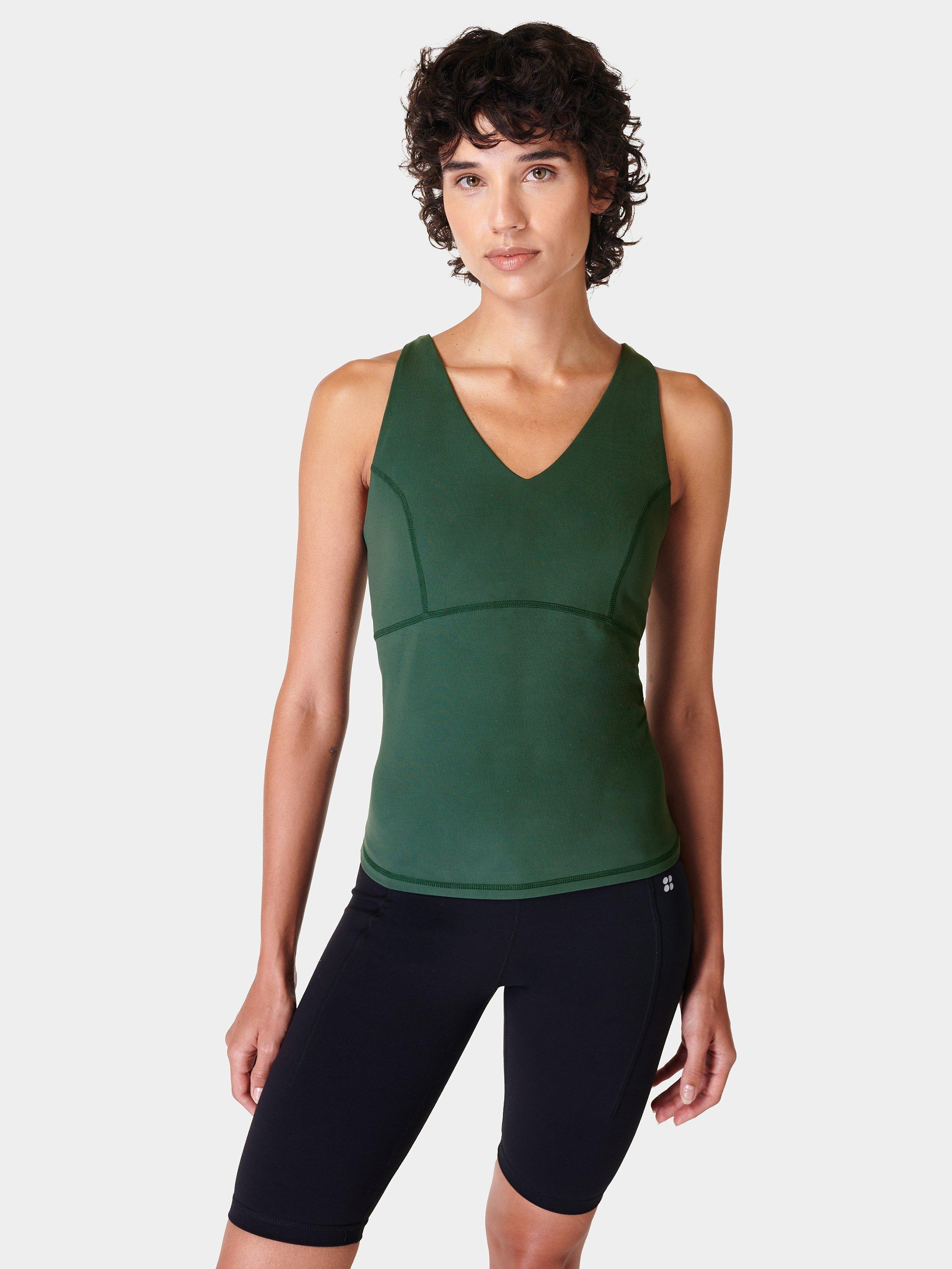 Sweaty Betty Super Soft Strappy Back Tank Top, Trek Green