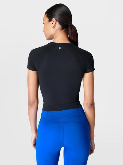 Sweaty Betty Athlete Crop Seamless Workout Top - view 2, Black