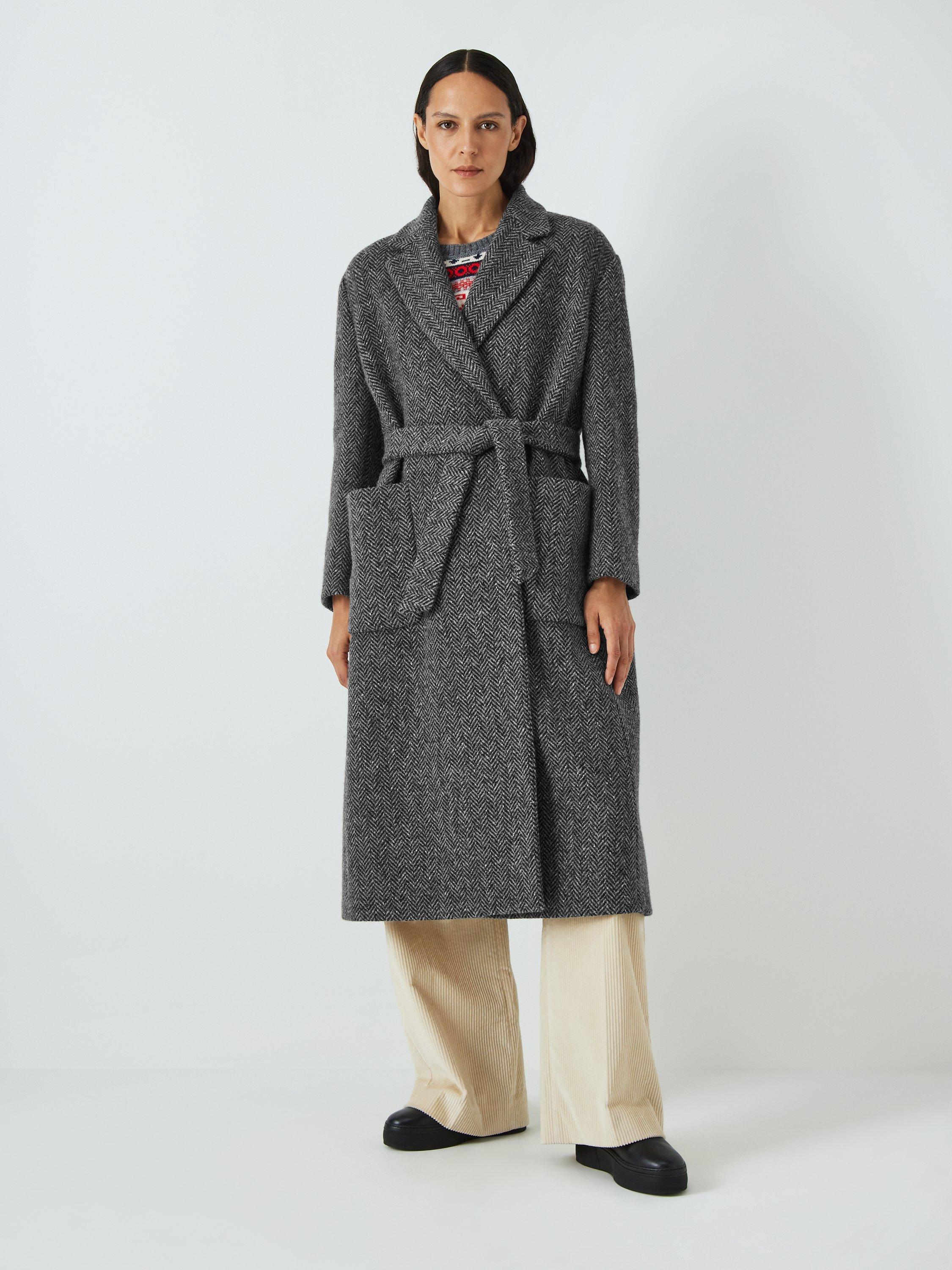 Weekend MaxMara Este Wool Blend Herringbone Coat, Dark Grey