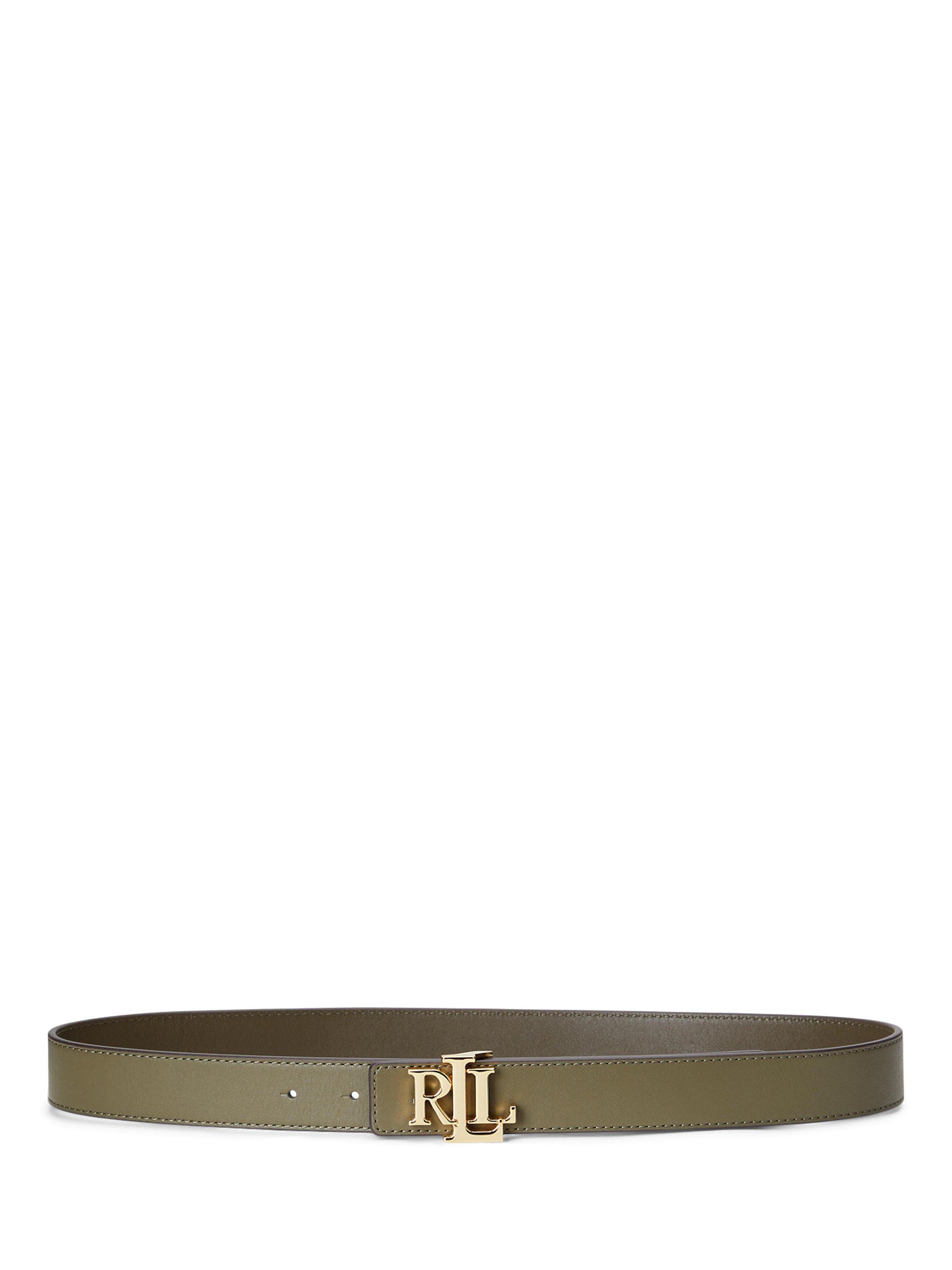Lauren Ralph Lauren 30 Reversible Leather Belt, Olive/Botanic Green