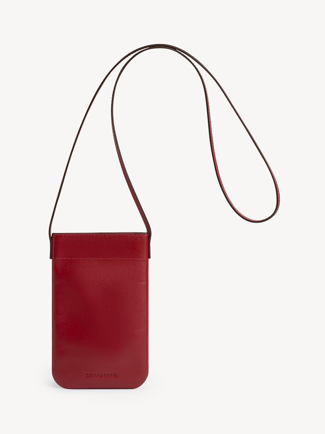 Gerard Darel Plain Leather Phone Bag, Cherry