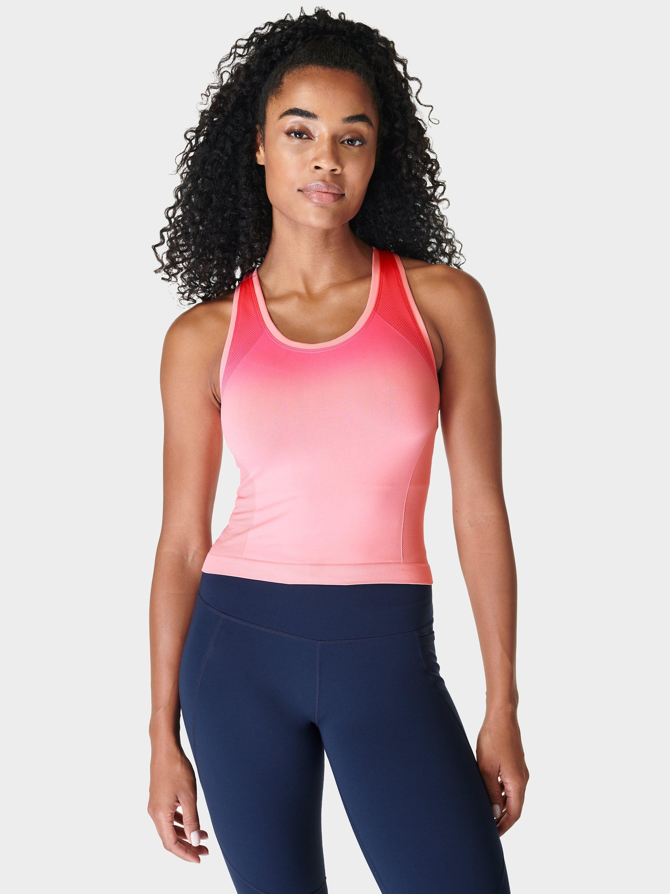 Sweaty Betty Athlete Crop Seamless Workout Tank Top, Venus Pink