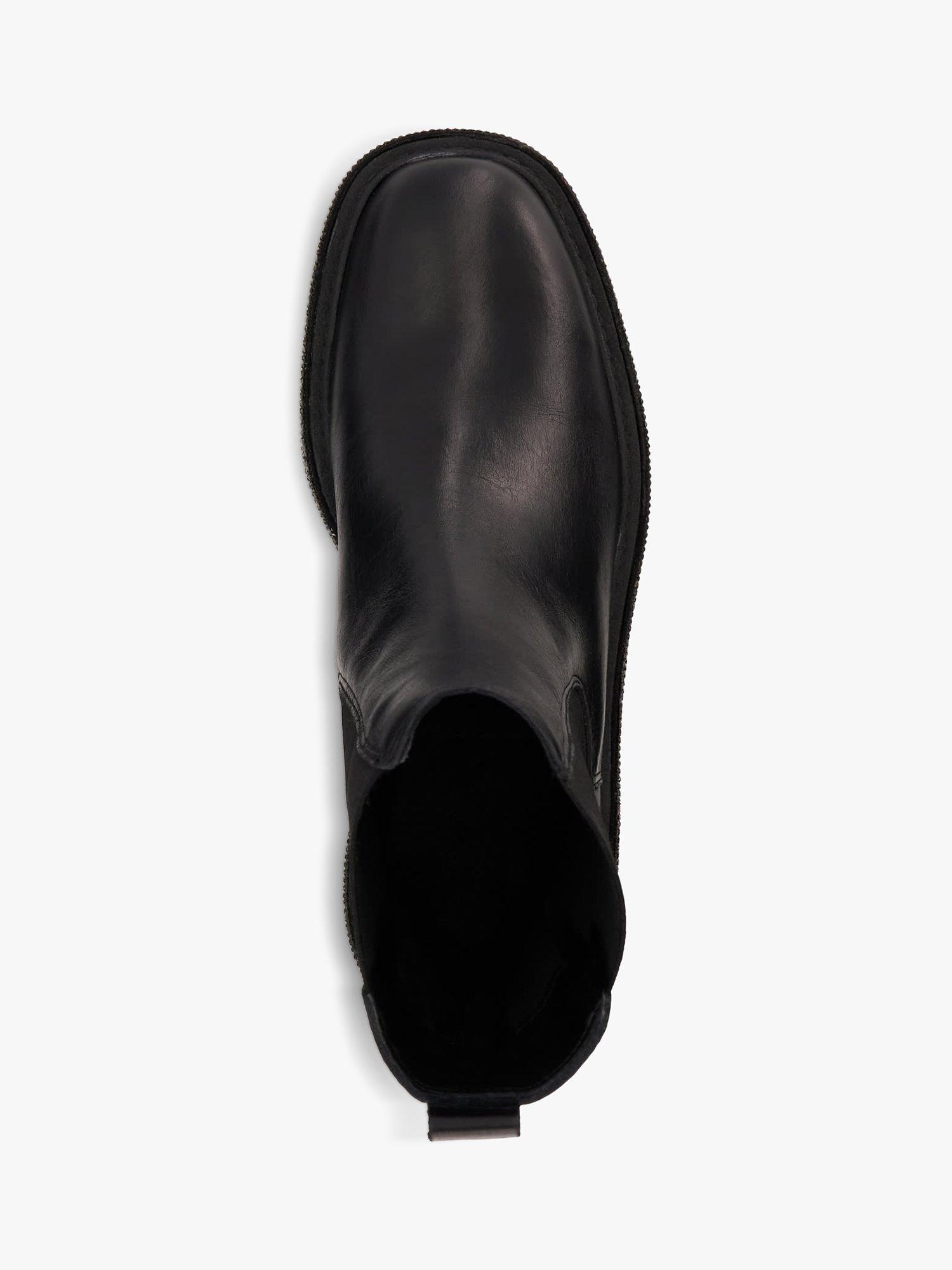 Dune Panics Leather Diamante Embellished Chelsea Boots Black