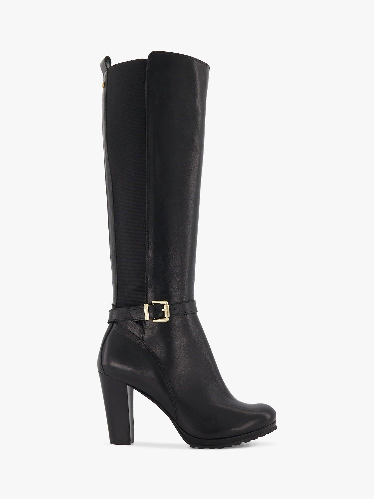 Dune Sareena Leather Buckle Detail Knee High Boots