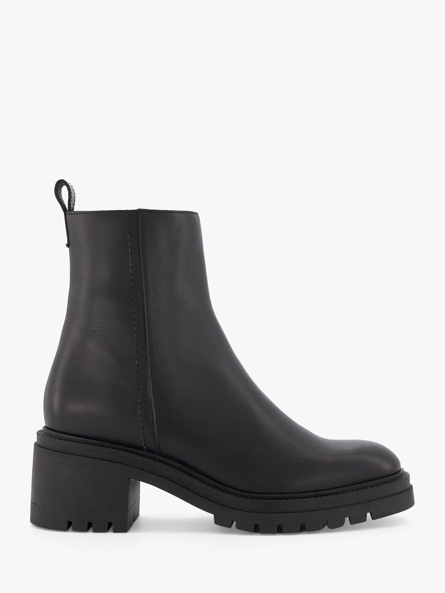 Dune Possessive Leather Ankle Boots Black