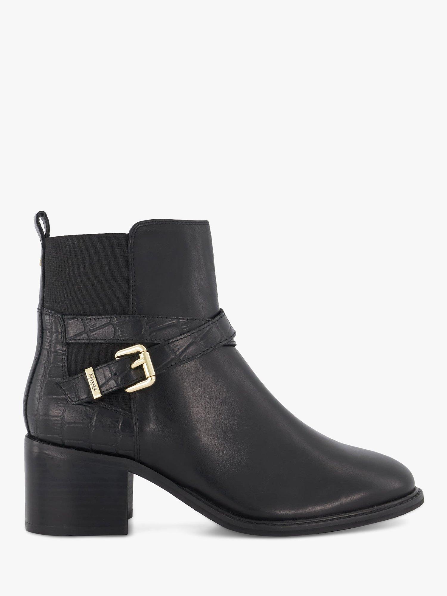 Dune Pout Leather Ankle Boots Black