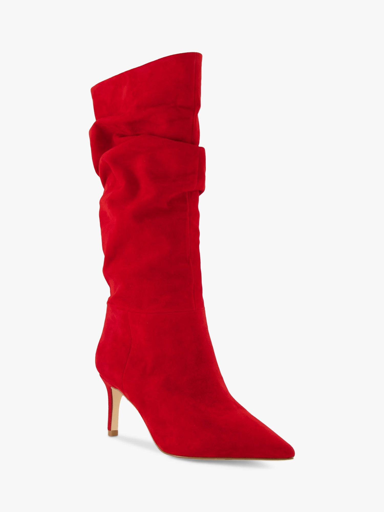 Long red suede boots best sale