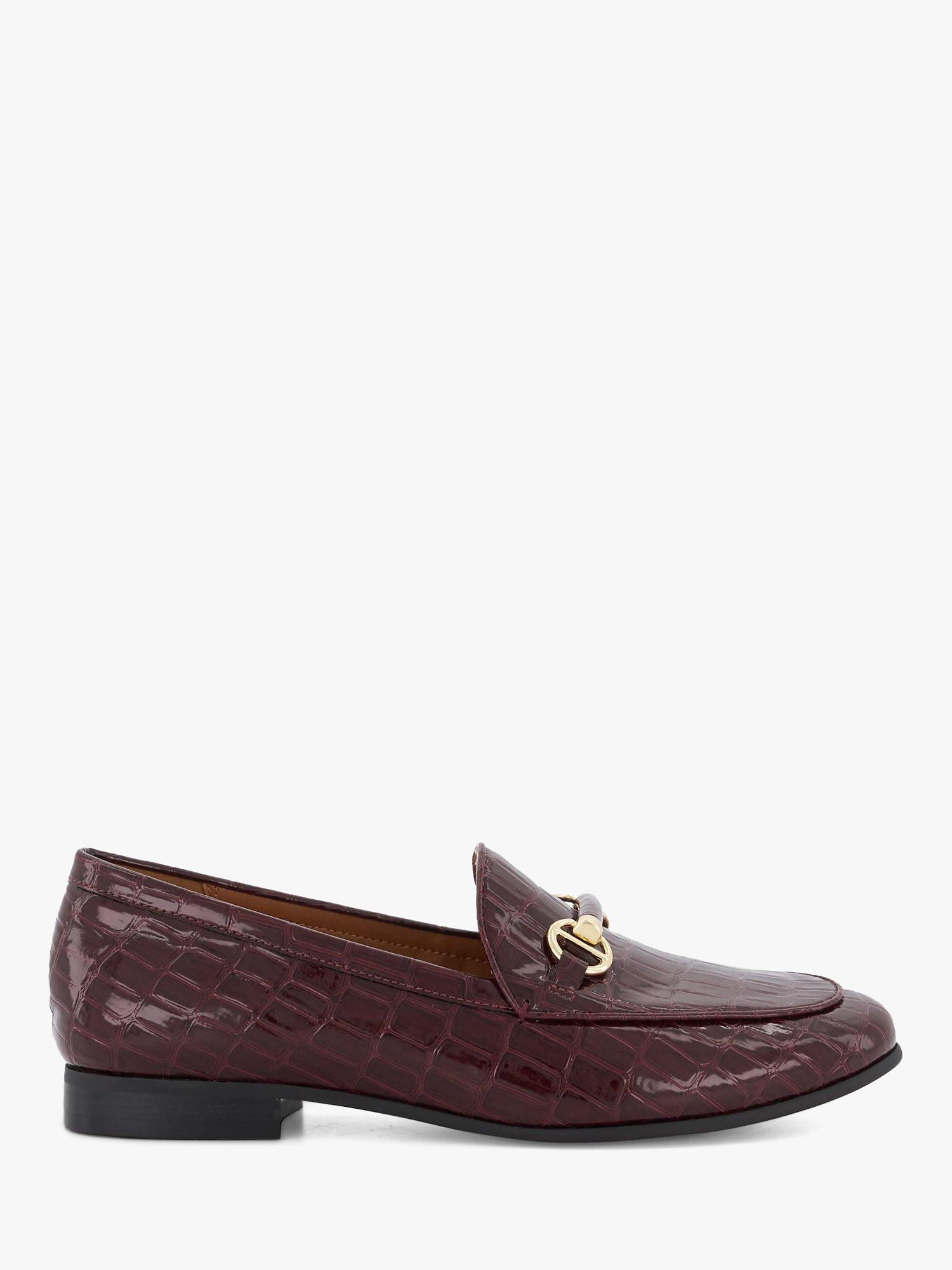 Dune Grandeur Croc Print Loafers, Burgundy