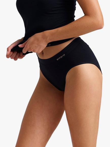 Ambra Bondi Bare High Cut Seamfree Comfort Knickers, Black