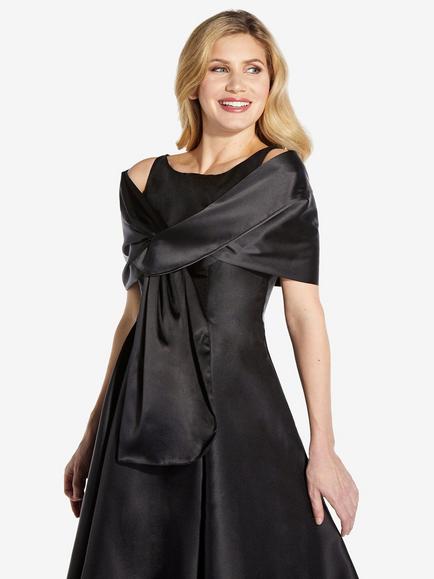 Adrianna Papell Pull Through Wrap, One Size, Black
