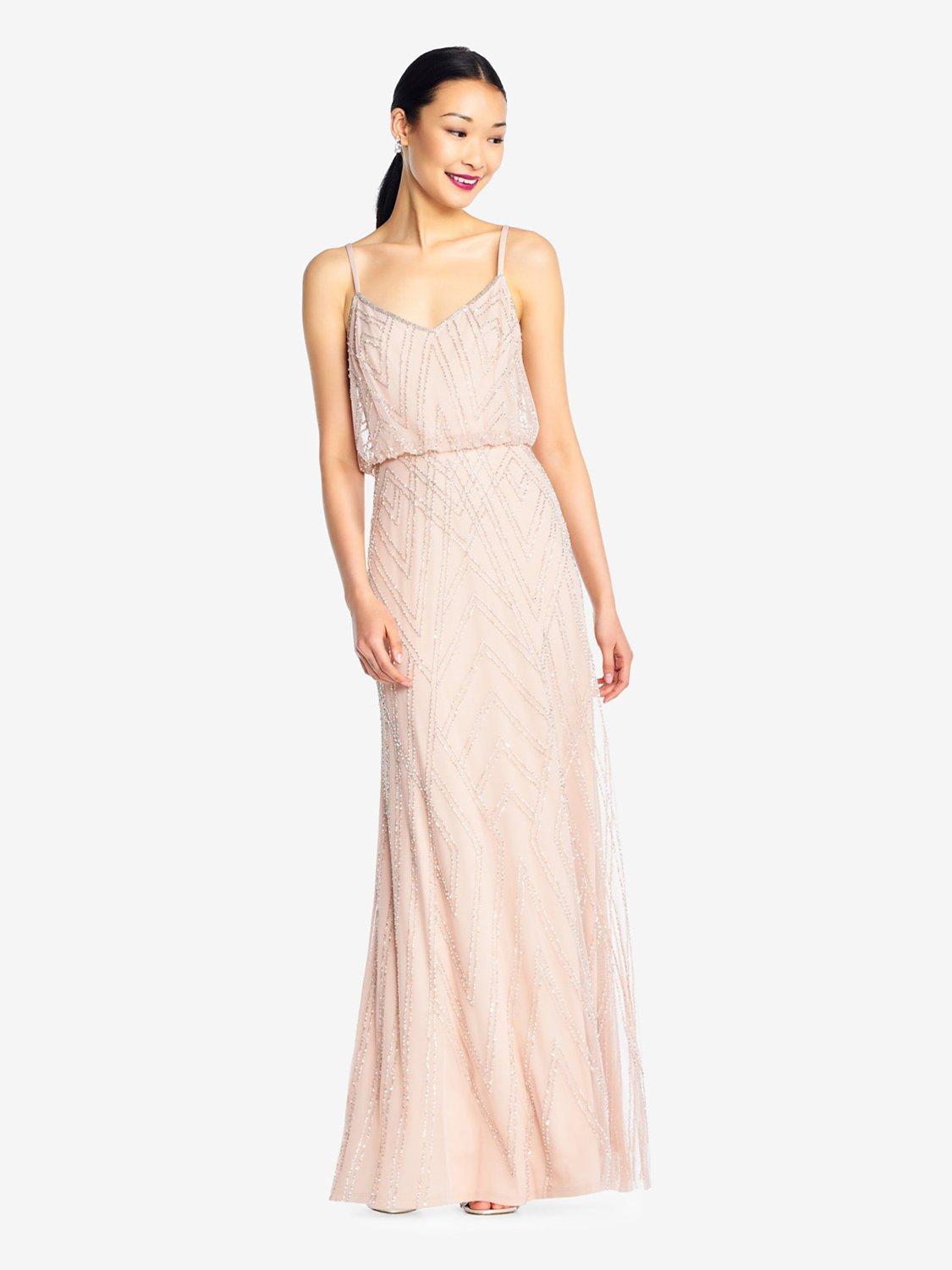 Adrianna papell beaded long dress blush hotsell