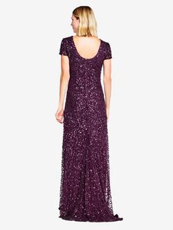 Adrianna Papell Sequin Scoop Back Maxi Dress - view 2, Cabernet