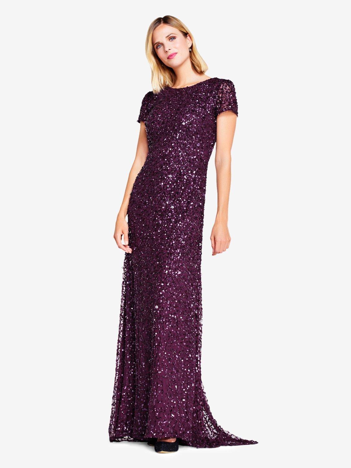 Product image 3 of 4, which shows Adrianna Papell Sequin Scoop Back Maxi Dress, Cabernet, 8