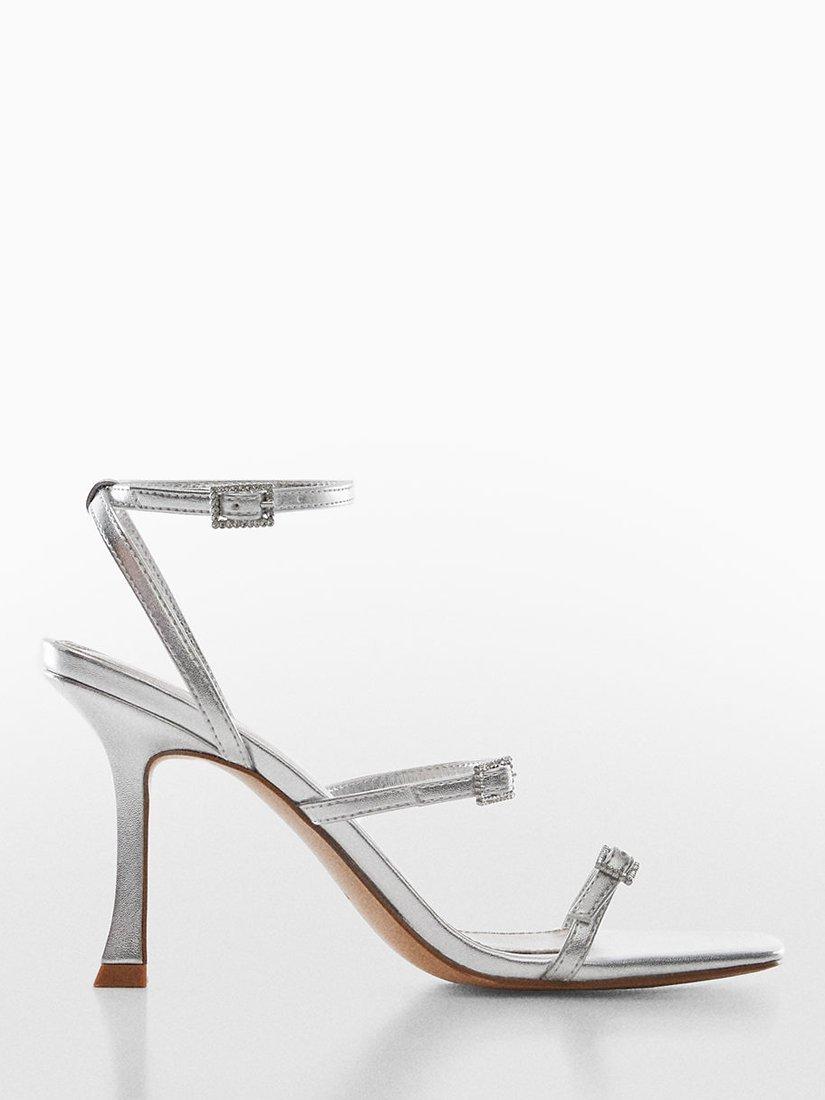 Mango Anna High Heel Sandals, Silver