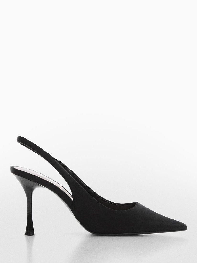 Mango Rocco Stiletto Heel Slingback Court Shoes, Black