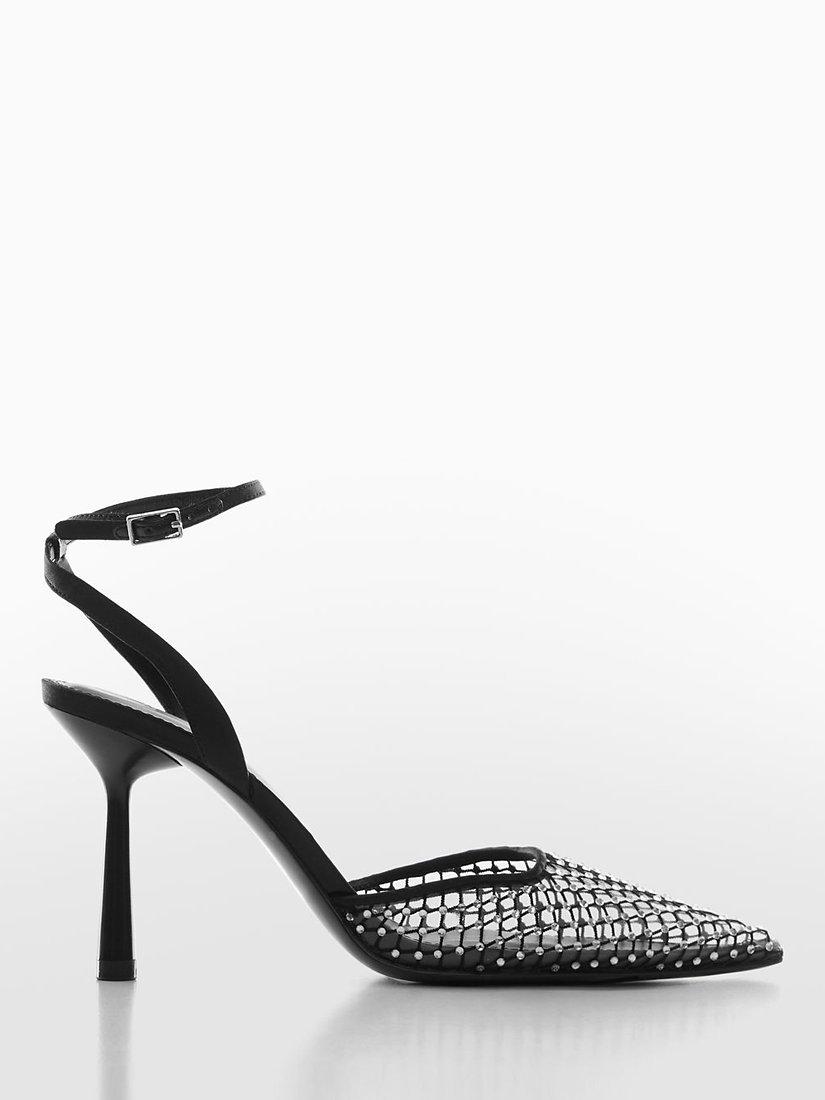 Mango Crom Studded High Heel Court Shoes, Black