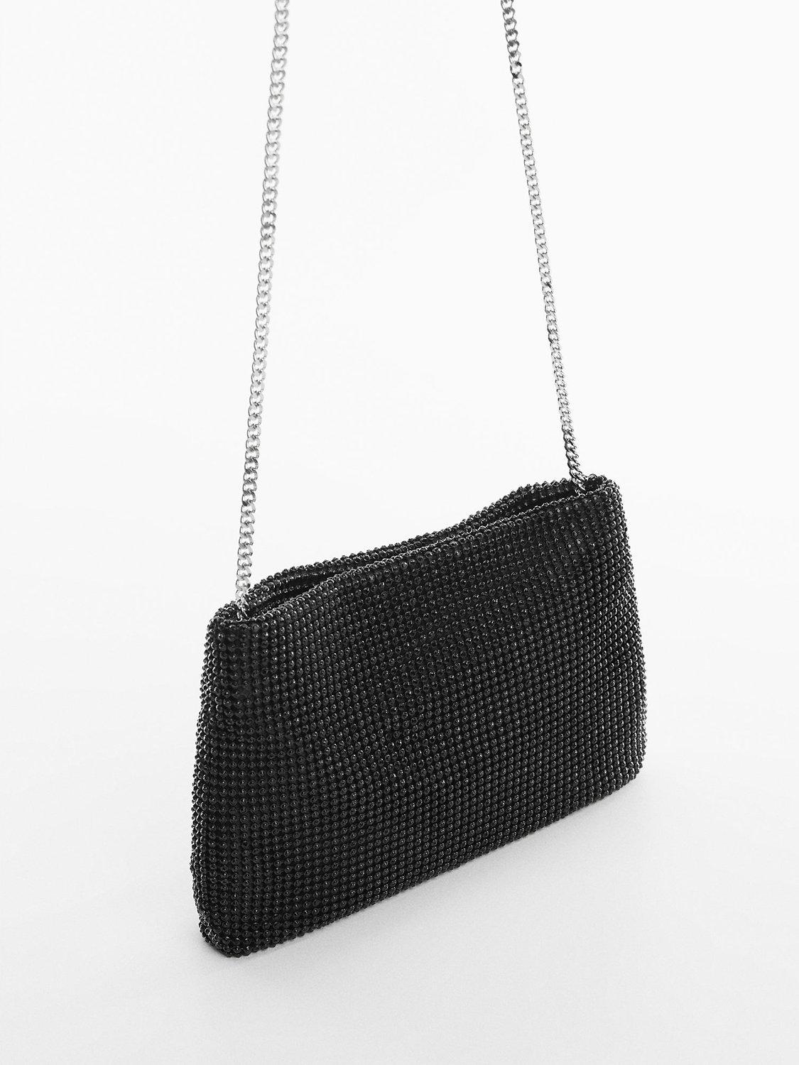 Mango Judith Small Embellished Handbag, Black