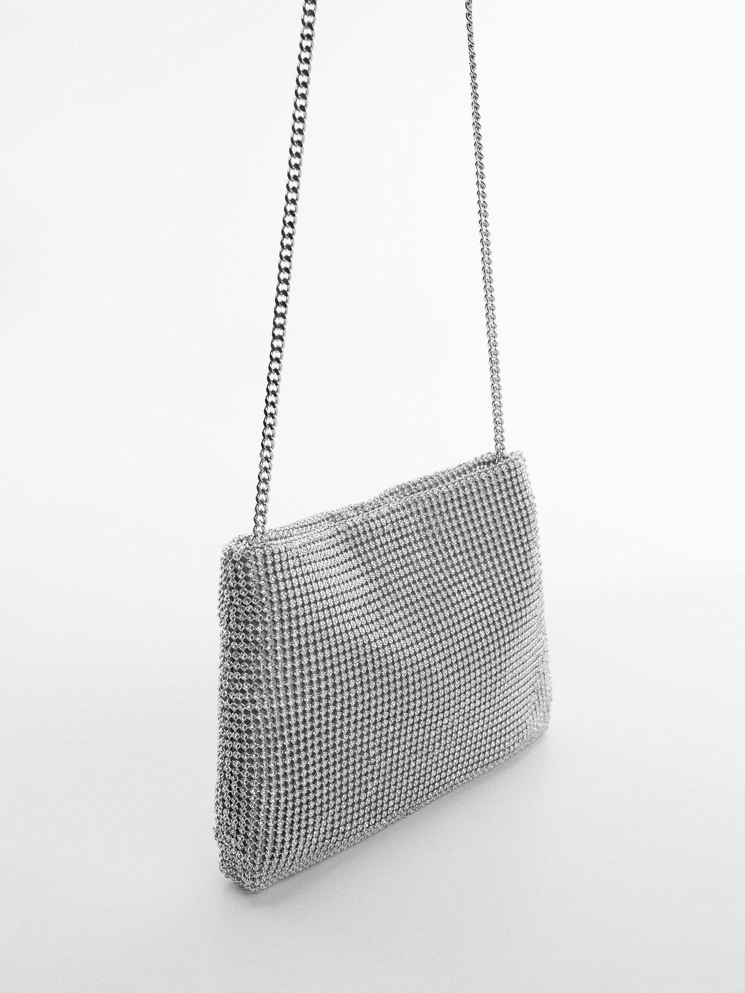 Mango Judith Small Embellished Handbag, Silver