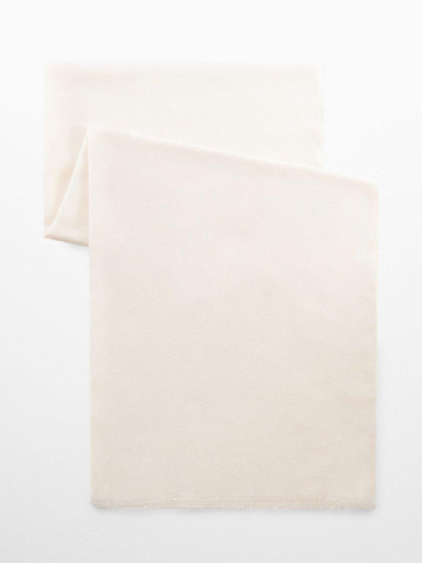 Product image 2 of 2, which shows Mango Givy Foulard Frayed Hem Scarf, Light Beige, One Size