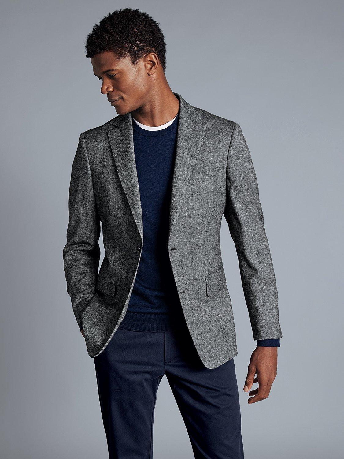 Charles Tyrwhitt Slim Fit Textured Wool Blend Jacket, Grey