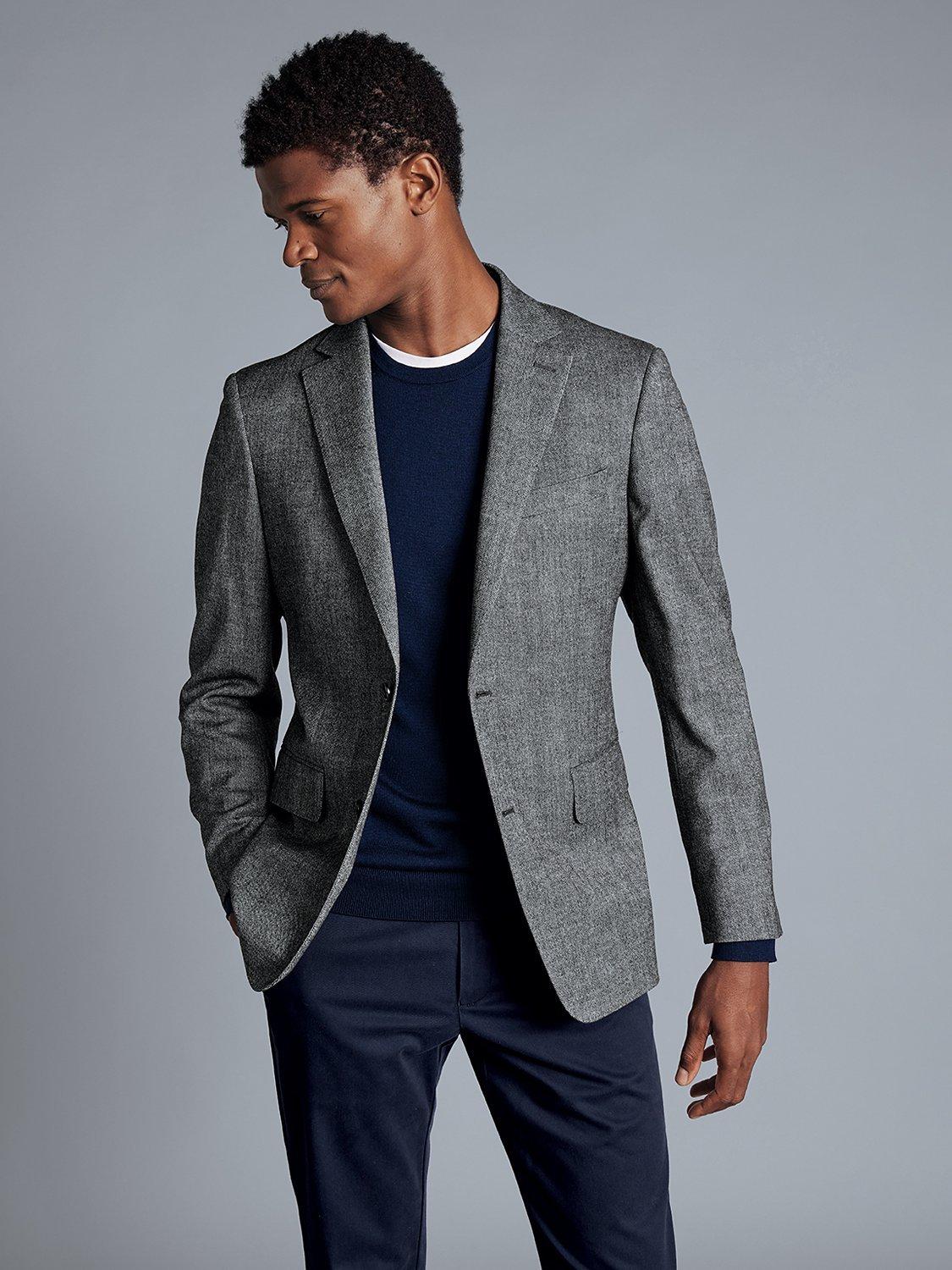 Charles Tyrwhitt Classic Fit Texture Wool Blazer, Grey