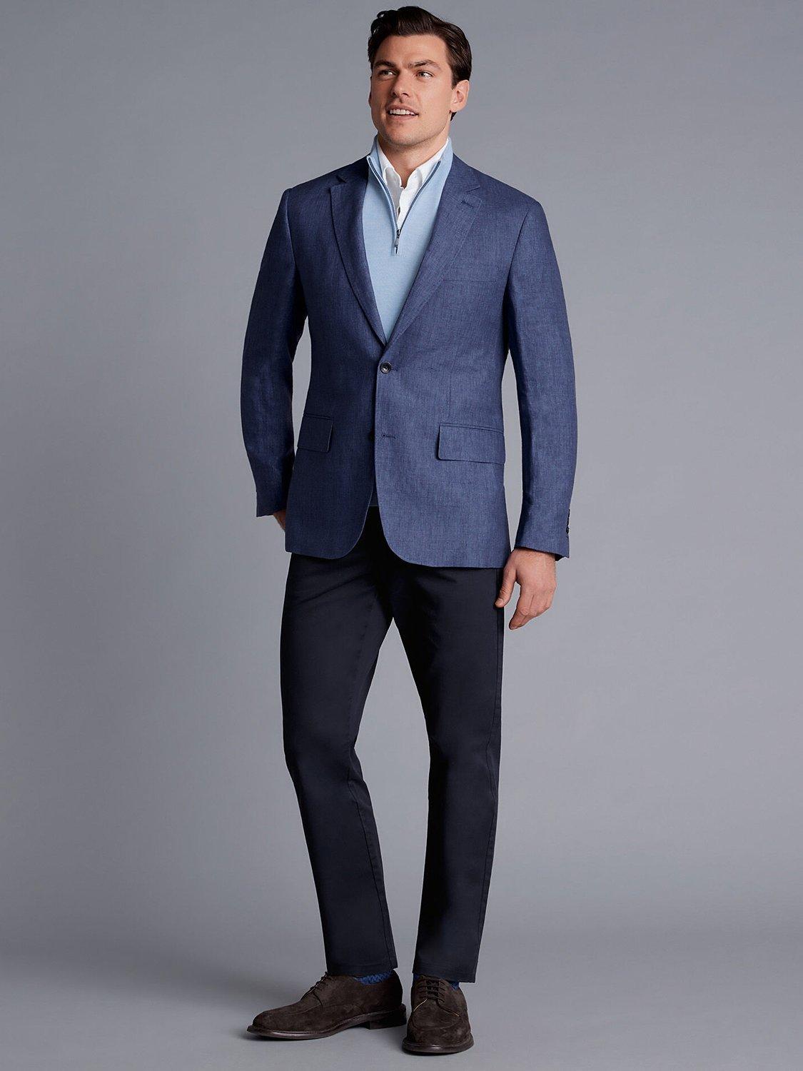 Charles Tyrwhitt Slim Fit Linen Blazer, Ocean Blue