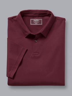 Charles Tyrwhitt Smart Jersey Short Sleeve Polo - view 2, Wine Red
