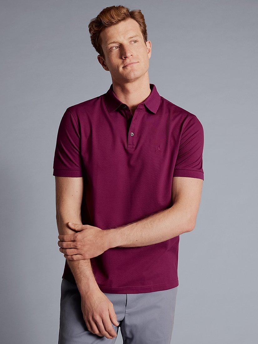 Charles Tyrwhitt Pique Polo Shirt, Dark Pink