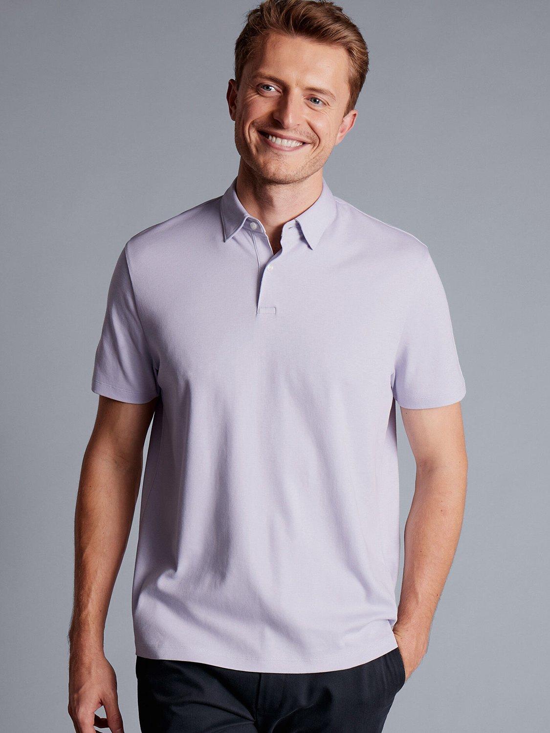 Charles Tyrwhitt Short Sleeve Cotton Polo Shirt, Lilac Purple