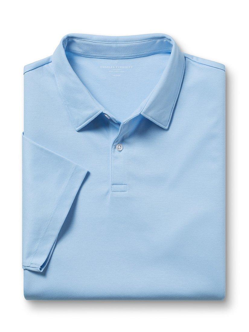 Charles Tyrwhitt Jersey Short Sleeve Polo, Sky Blue, L