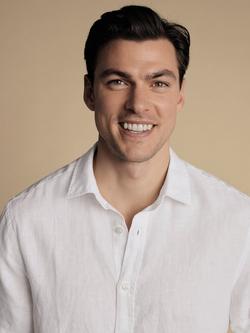 Charles Tyrwhitt Short Sleeve Pure Linen Shirt, White - view 2, White