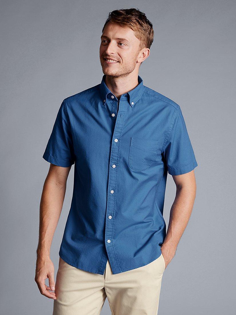 Charles Tyrwhitt Button Down Short Sleeve Washed Oxford Shirt