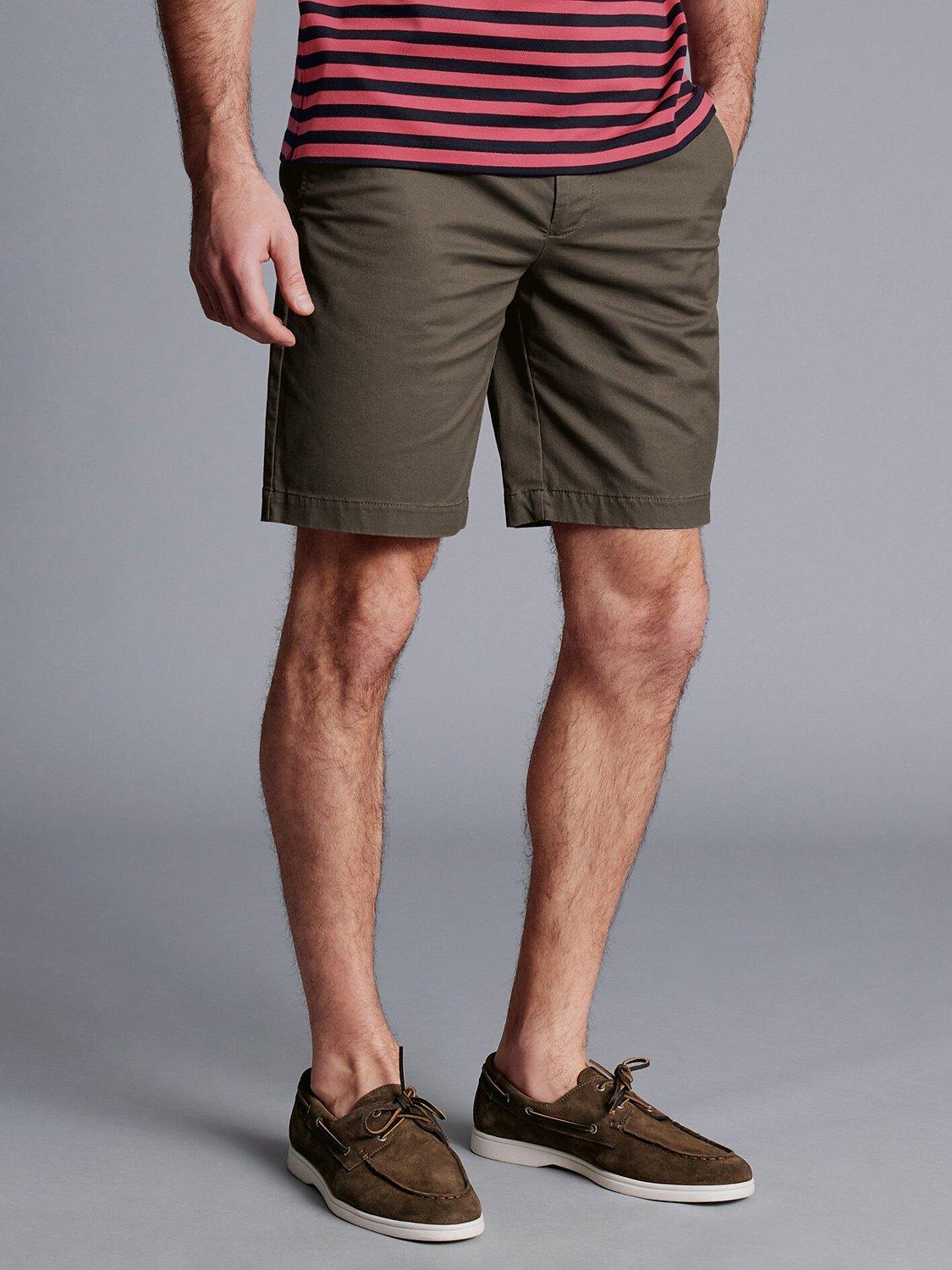 Charles Tyrwhitt Slim Cotton Blend Chino Shorts, Olive Green