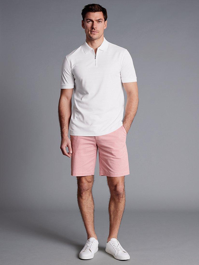 Charles Tyrwhitt Slim Fit Stripe Shorts, Coral Pink