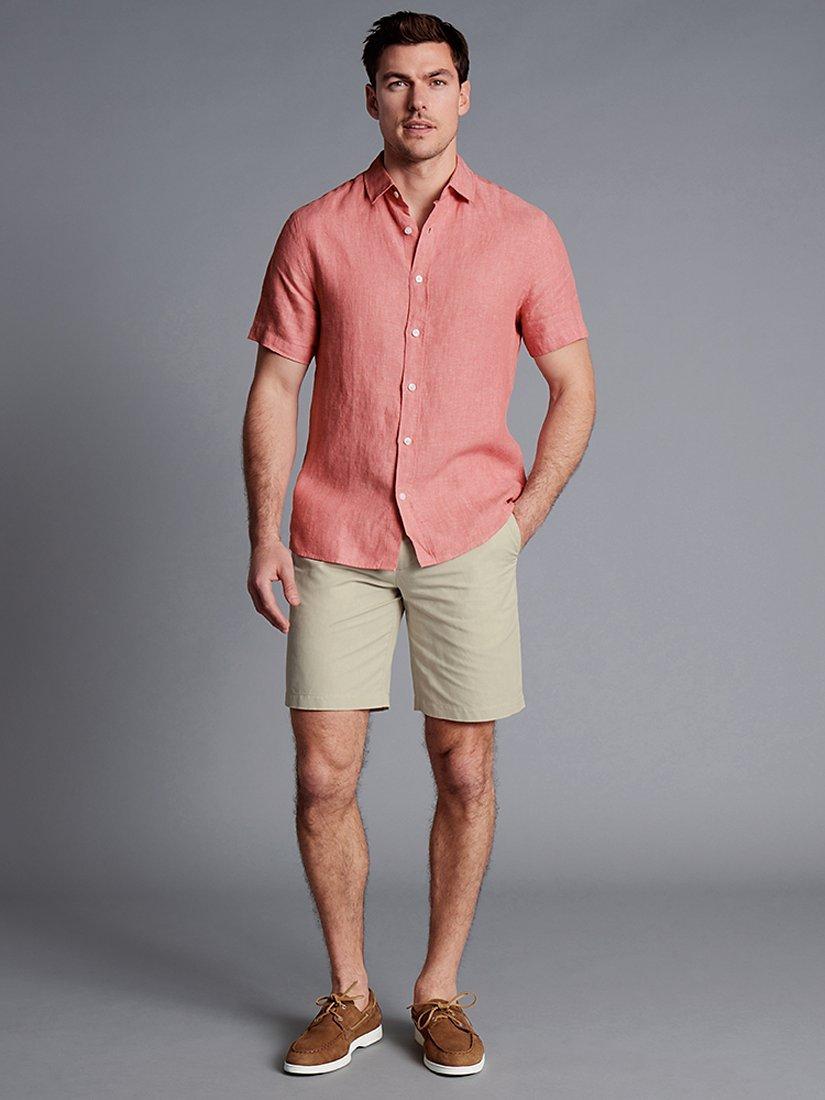 Charles Tyrwhitt Cotton Linen Blend Shorts, Stone
