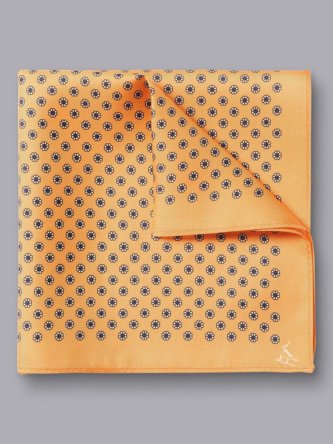 Charles Tyrwhitt Mini Floral Print Silk Pocket Square, Orange