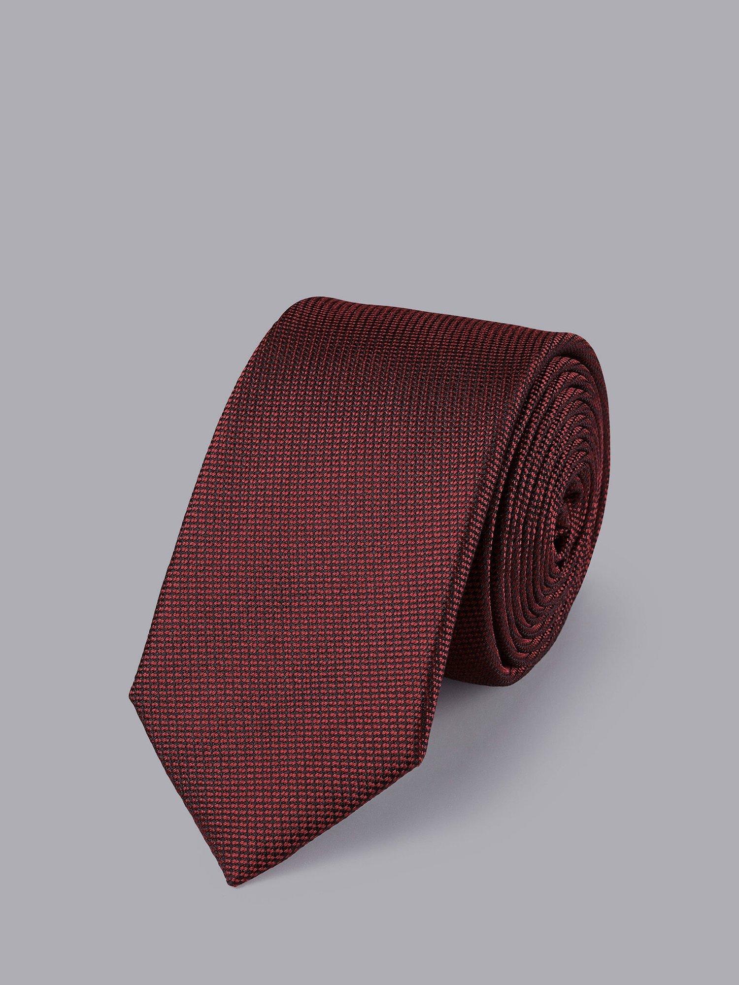 Product image 1 of 2, which shows Charles Tyrwhitt Slim Silk Tie, Dark Red, One Size