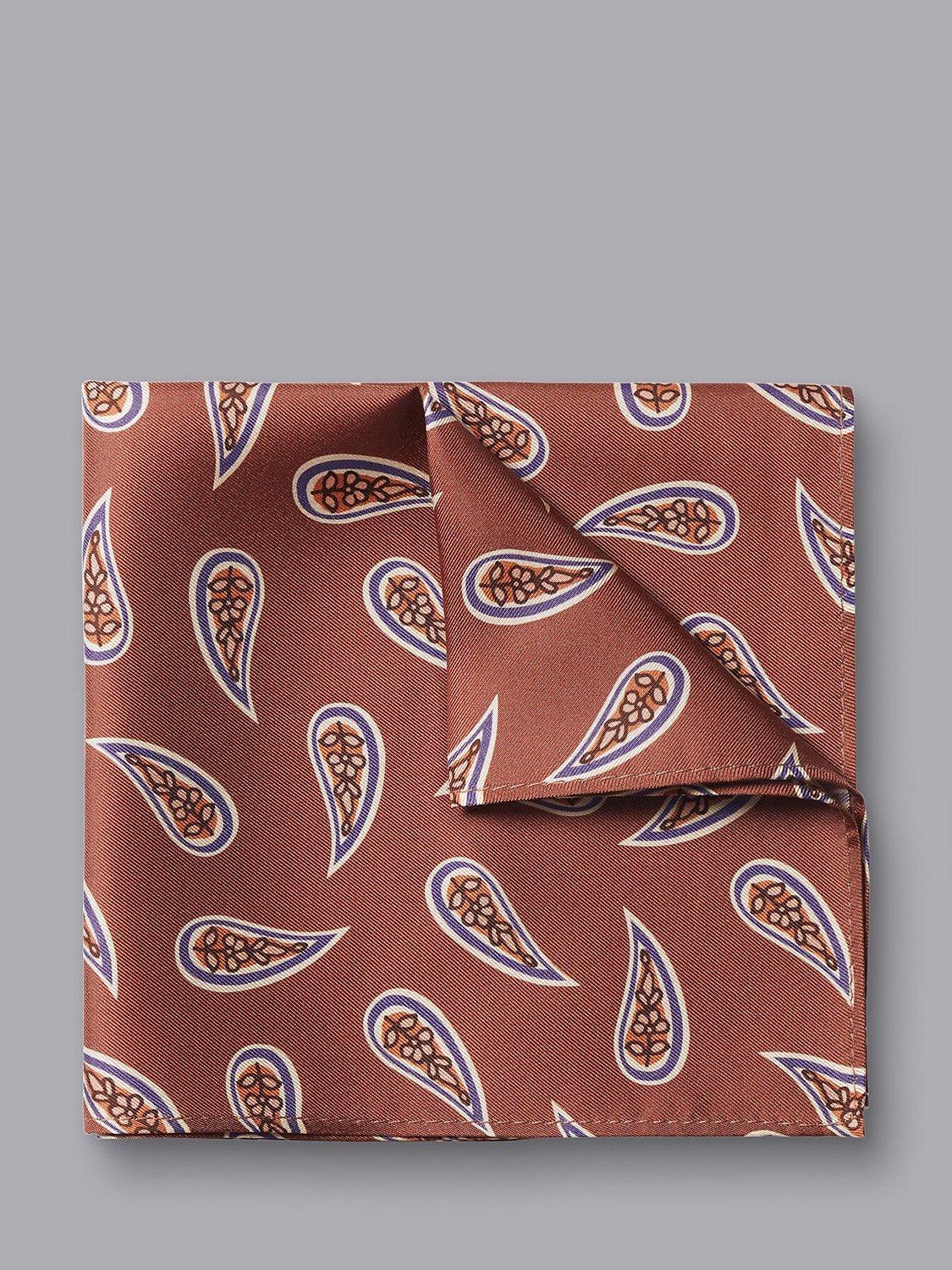 Charles Tyrwhitt Paisley Silk Pocket Square, Rust