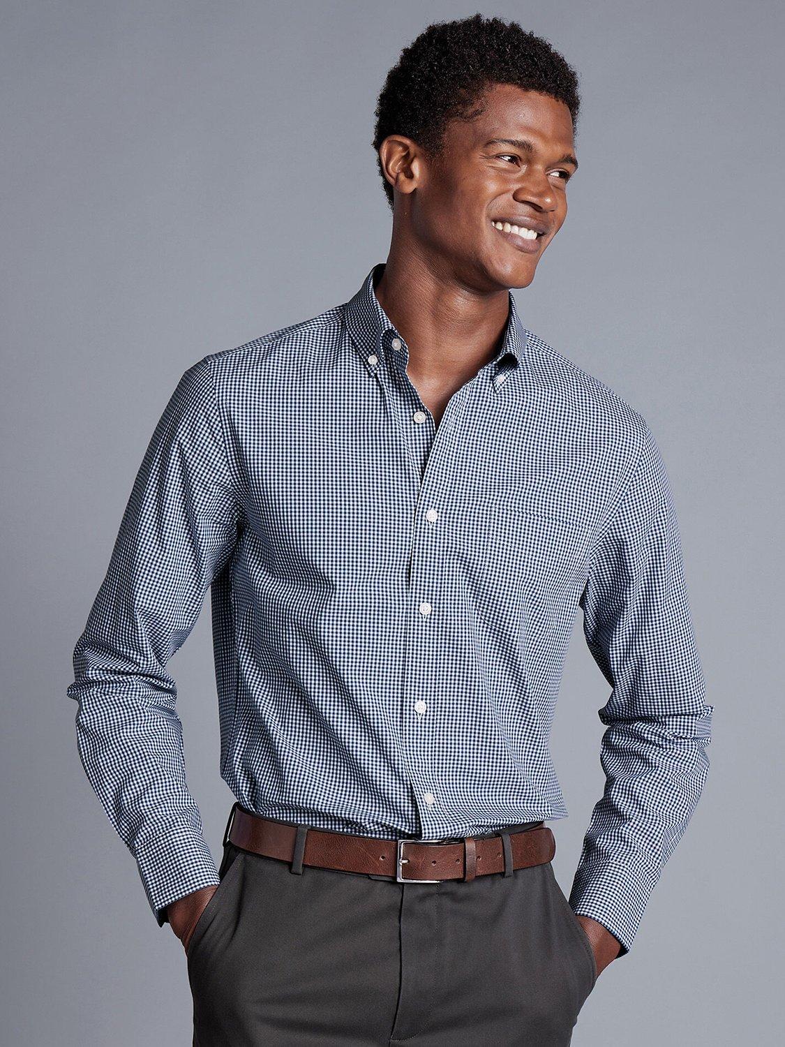 Charles Tyrwhitt Non Iron Poplin Stretch Shirt, Navy