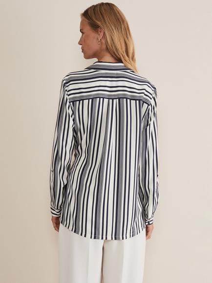 Phase Eight Dalila Striped Wrap Blouse, Carbon/Ivory - view 2, Carbon/Ivory