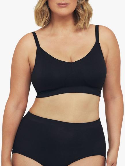 Ambra Curvesque Non Wired Padded Adjustable Seamfree Support Bra, Black