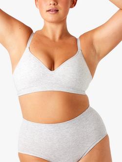 Ambra Organic Cotton Wire Free Bra, Grey Marl, Grey Marl