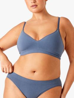 Ambra Plain Non-Wired Jersey Bra, Slate