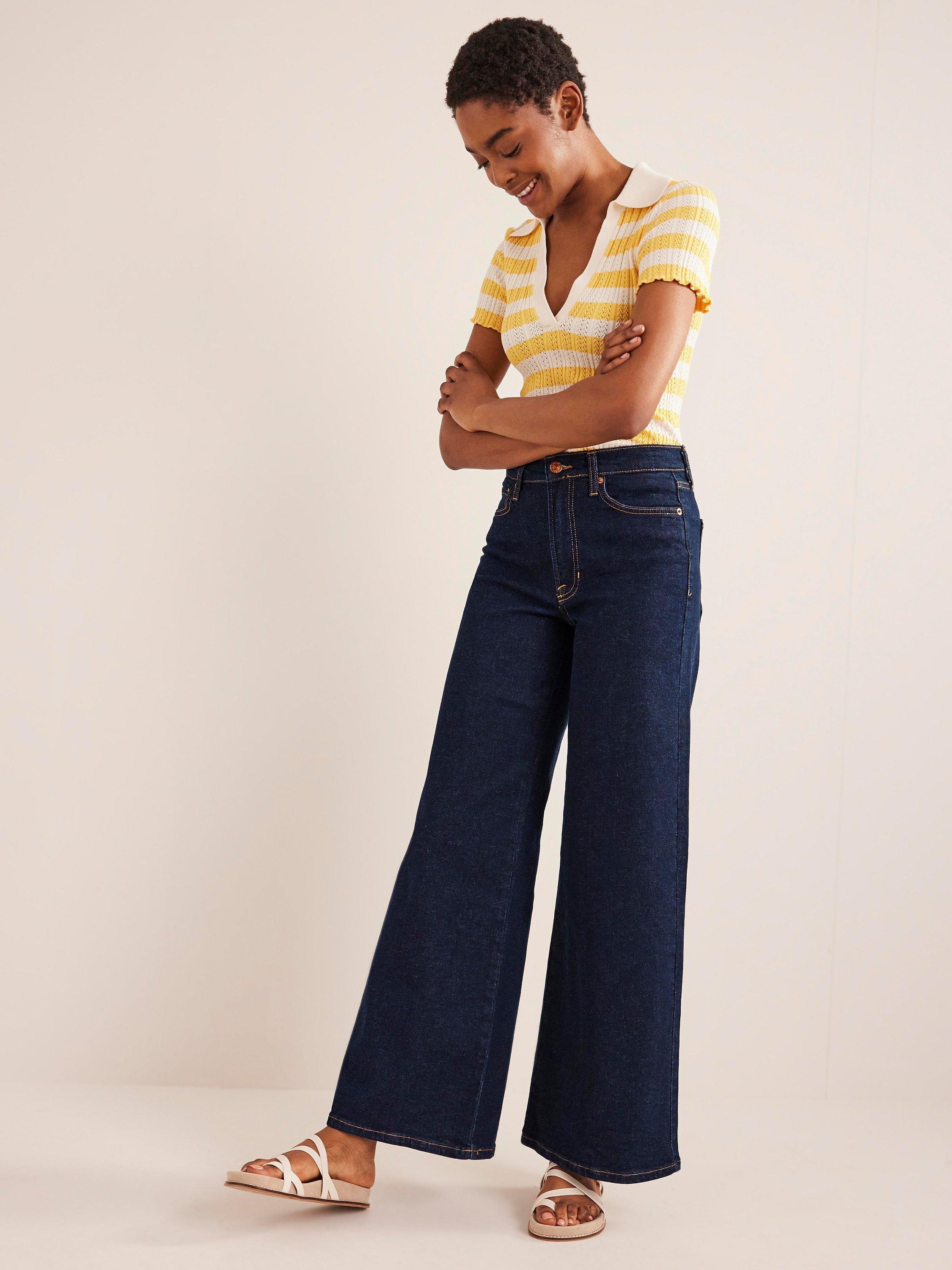 Boden High Rise Wide Leg Jeans Indigo