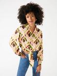 Ro&Zo Abstract Tie Hem Shirt, Brown/Green