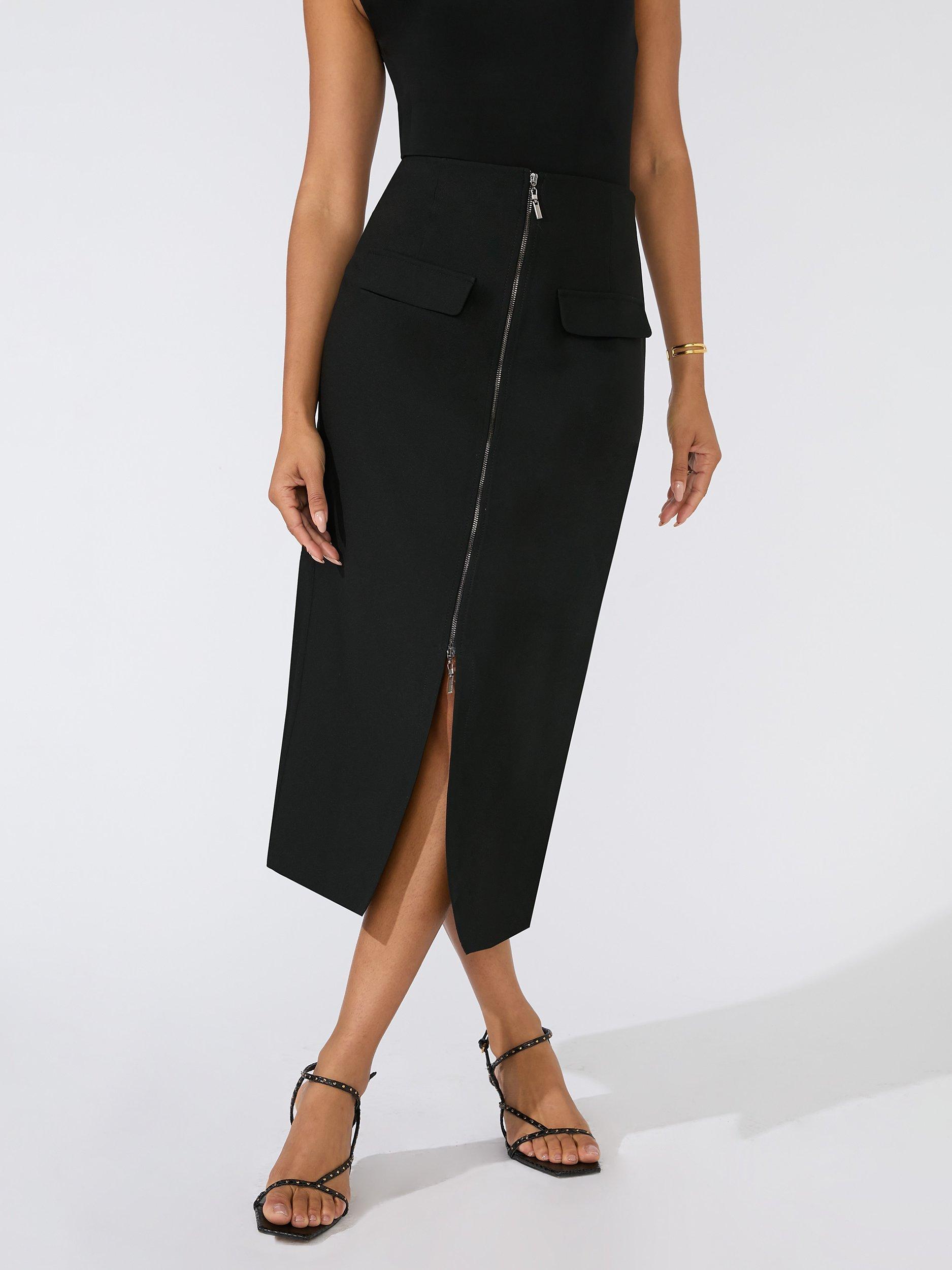 Ro&Zo Utility Zip Front Skirt, Black