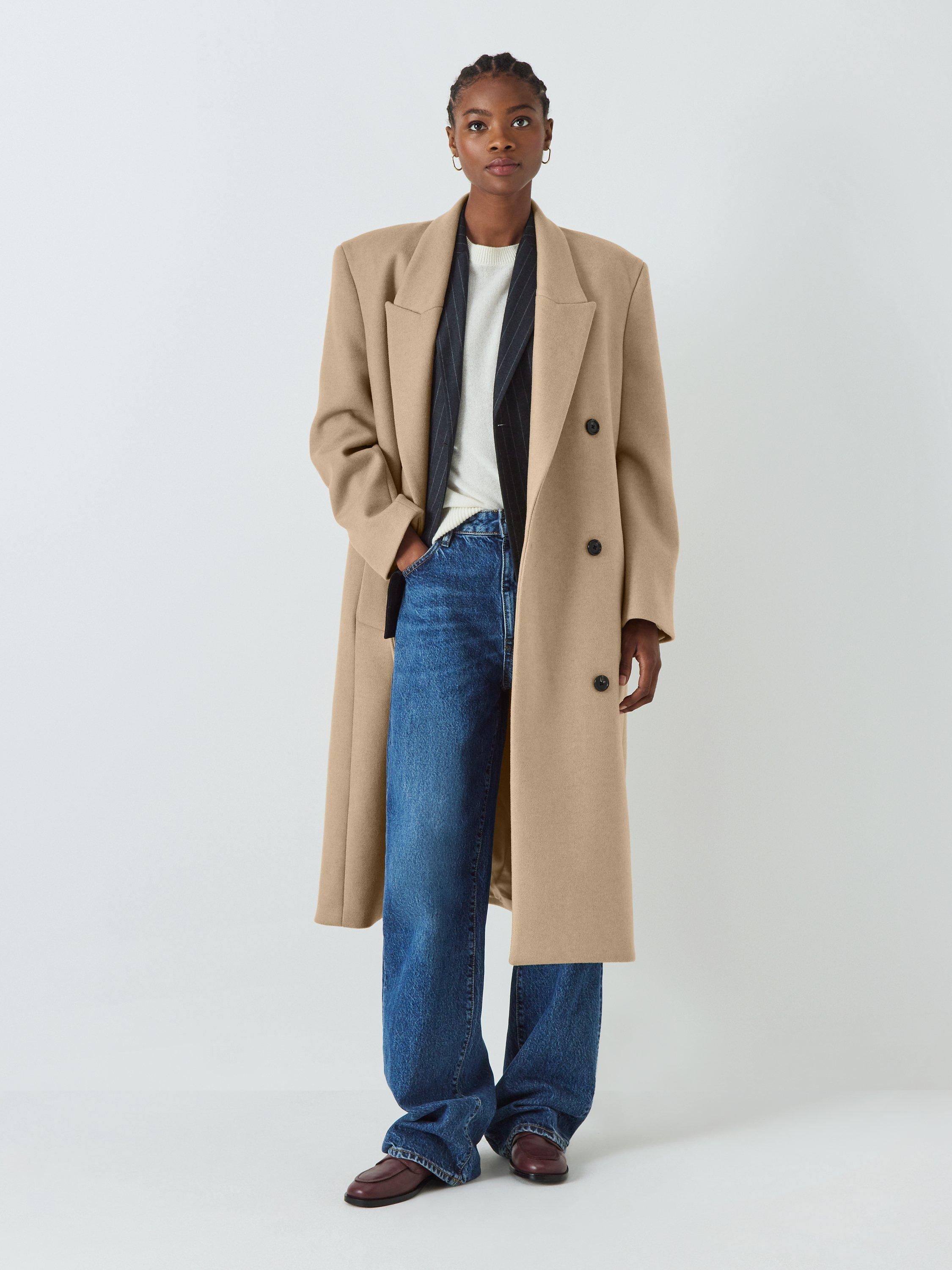 Theory Plain Soft Double Breasted Wool Coat, Tan