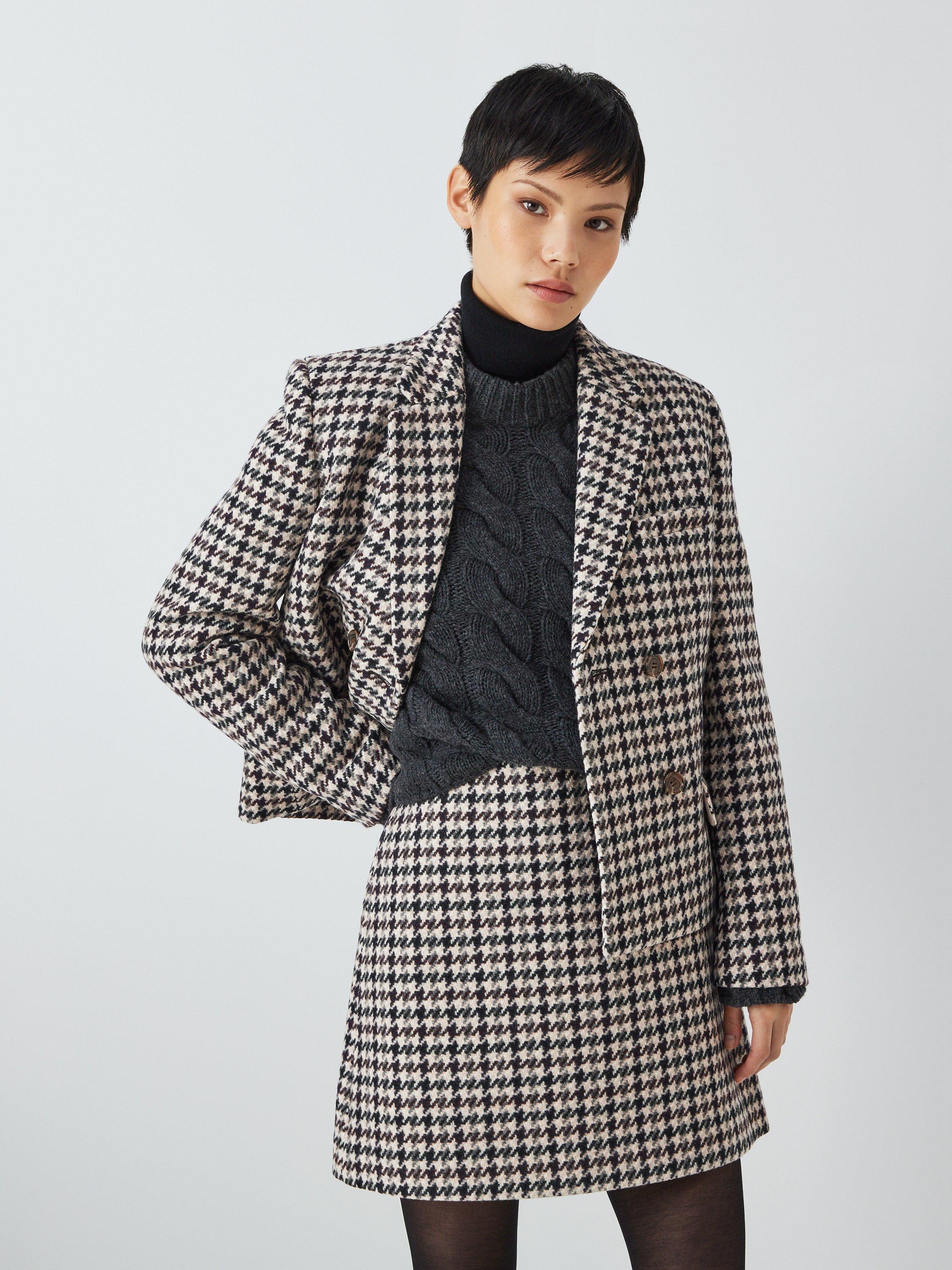 Theory Houndstooth Wool Blazer, Mink/Multi